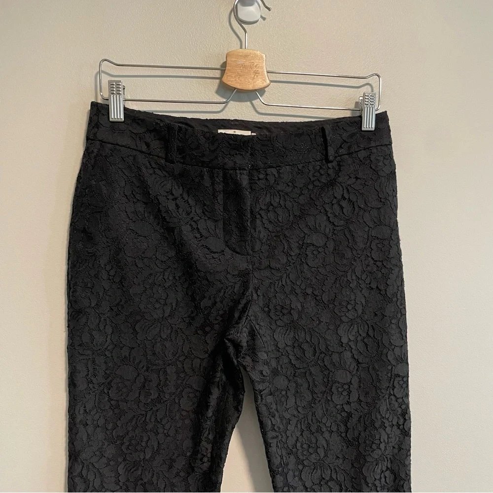 Kate Spade Black Ankle Pants Lace Trousers Size 2 Cigarette Leg Career Pants